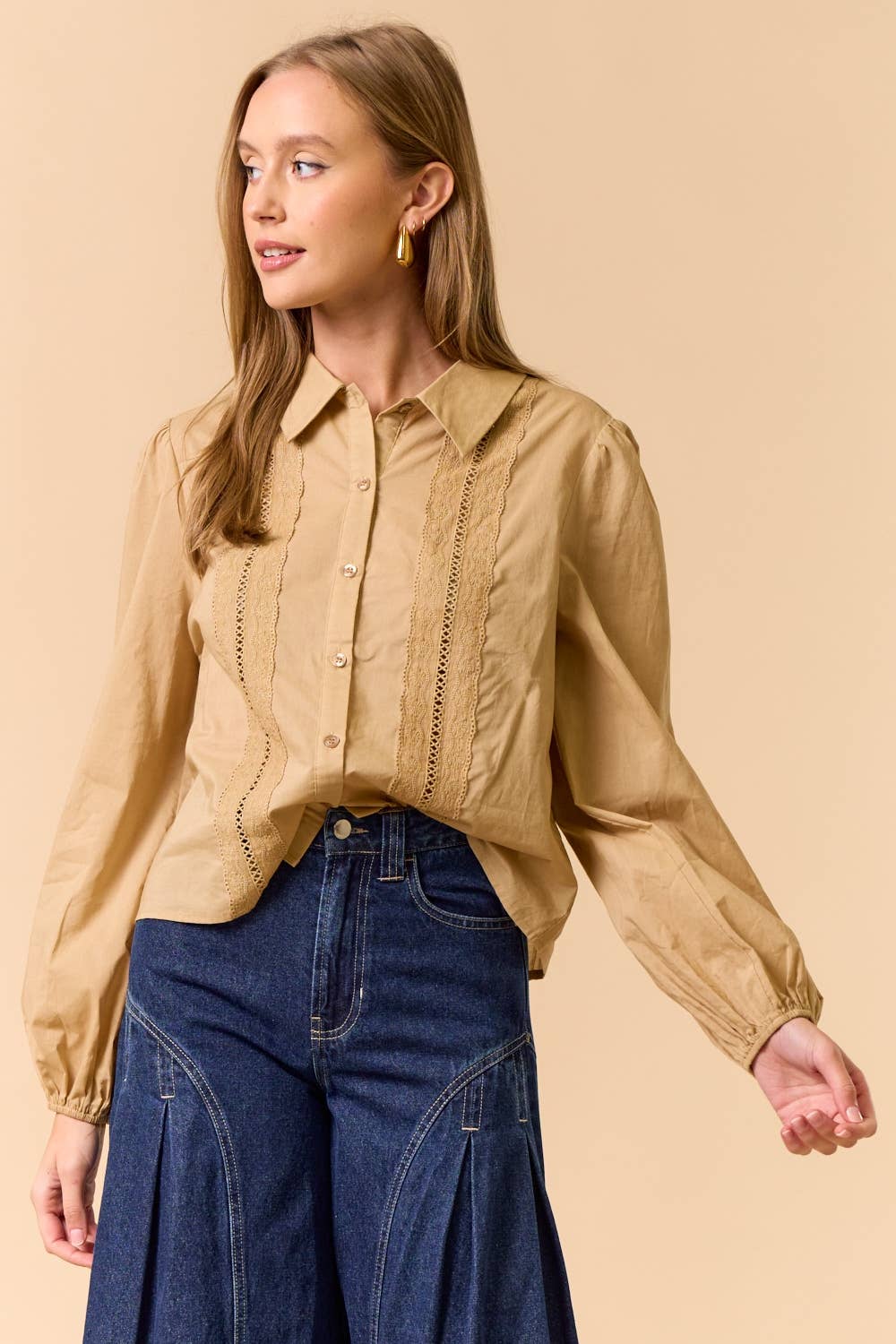 Puff Sleeve Button-Down Shirt