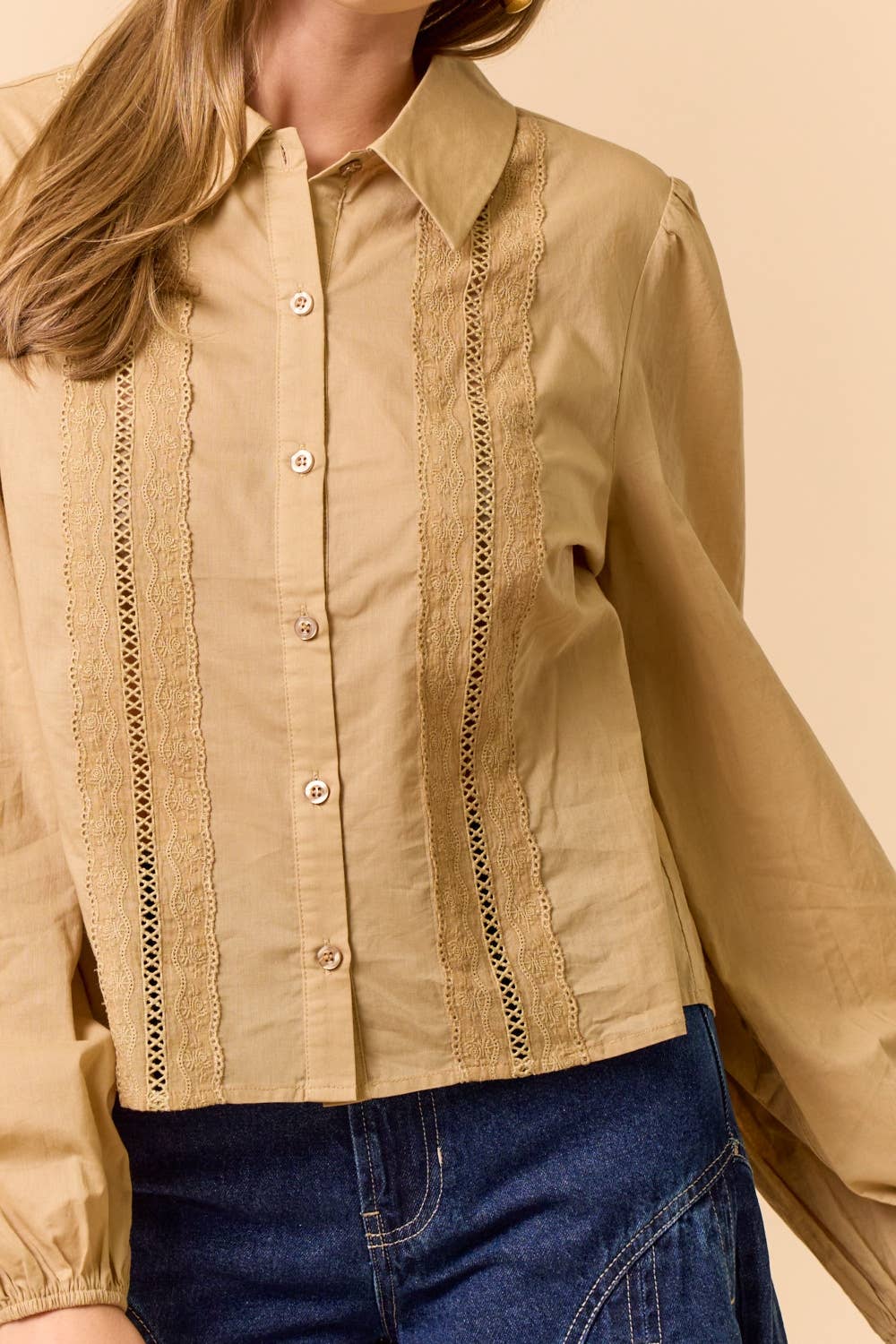 Puff Sleeve Button-Down Shirt
