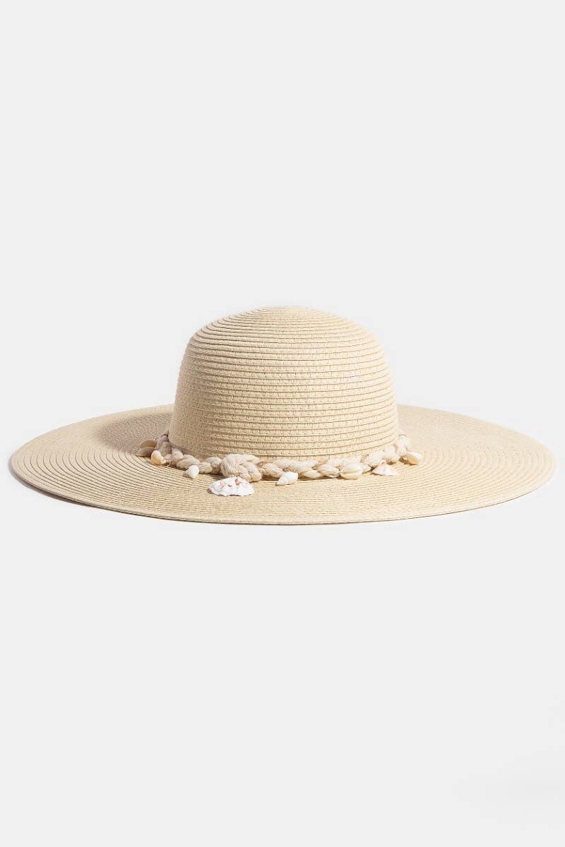 Mixed Seashell Charms Rope Sun Hat
