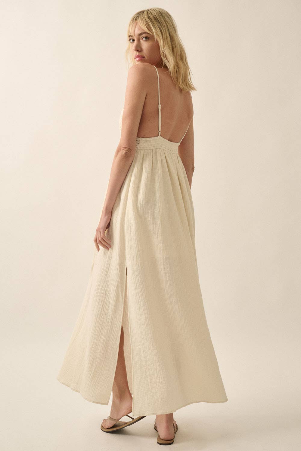 Crochet-Flower Maxi Dress