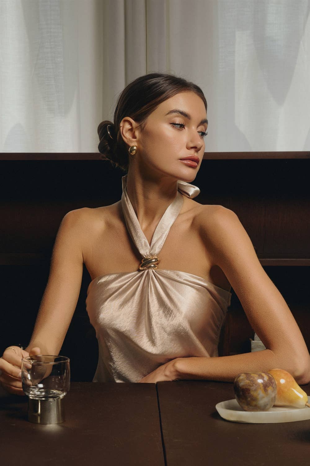 Satin Trim Halter Top