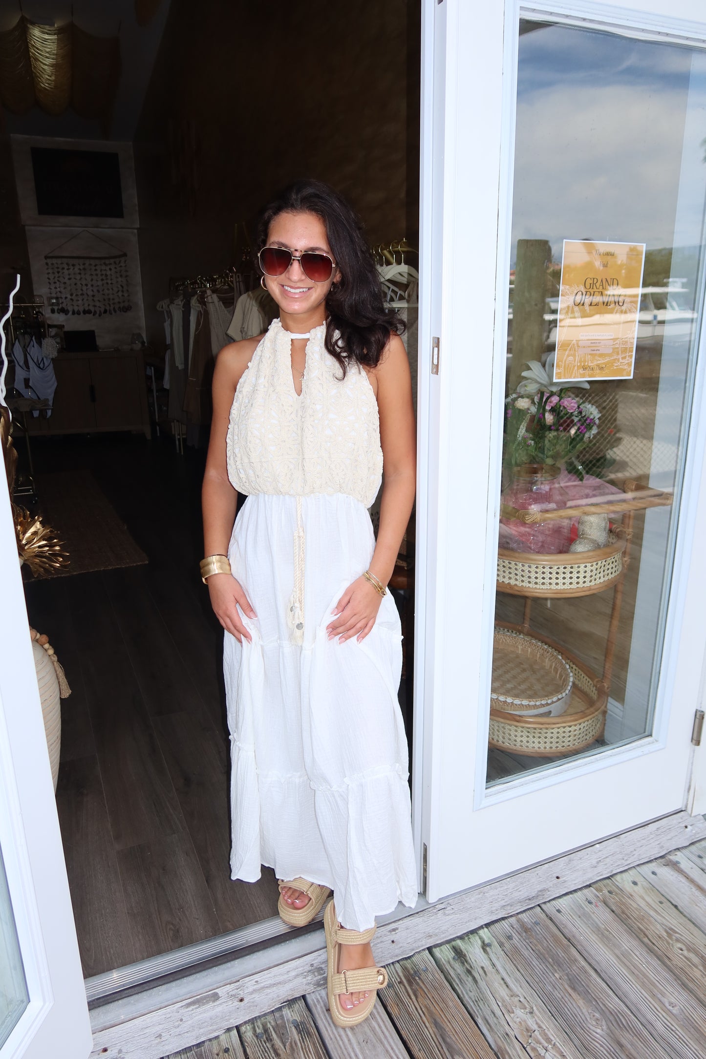Flower Lace Cotton Maxi Dress