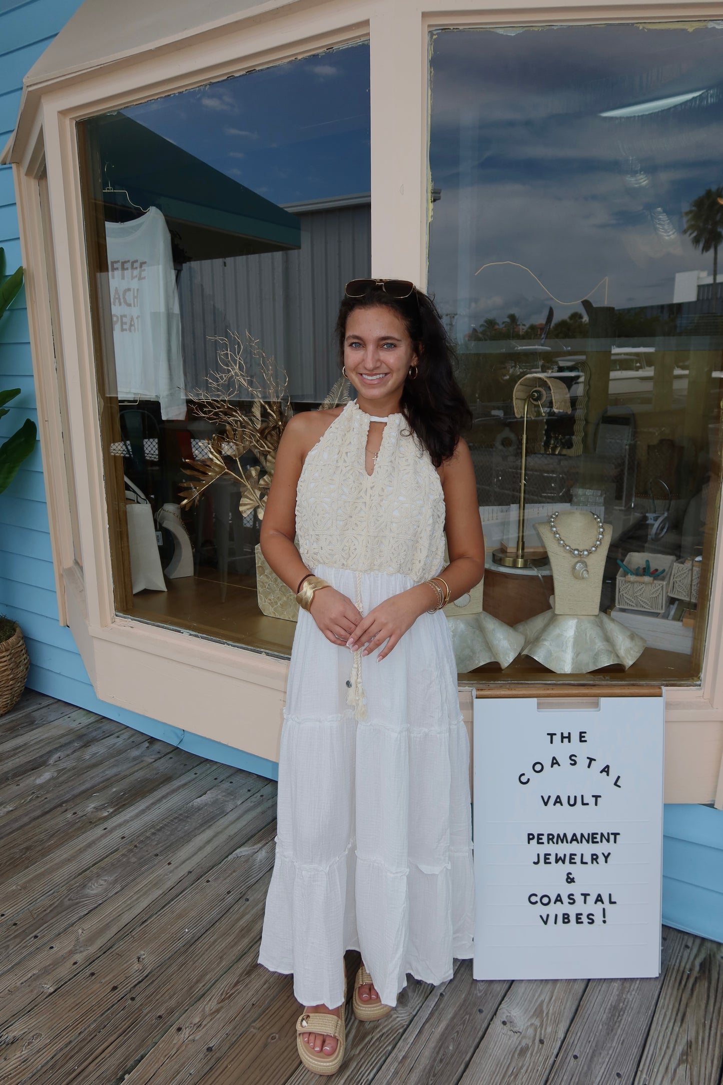 Flower Lace Cotton Maxi Dress