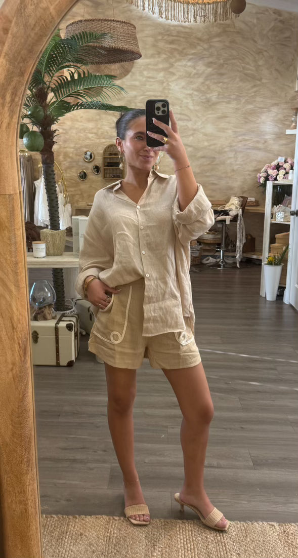 Natural Linen Button Up