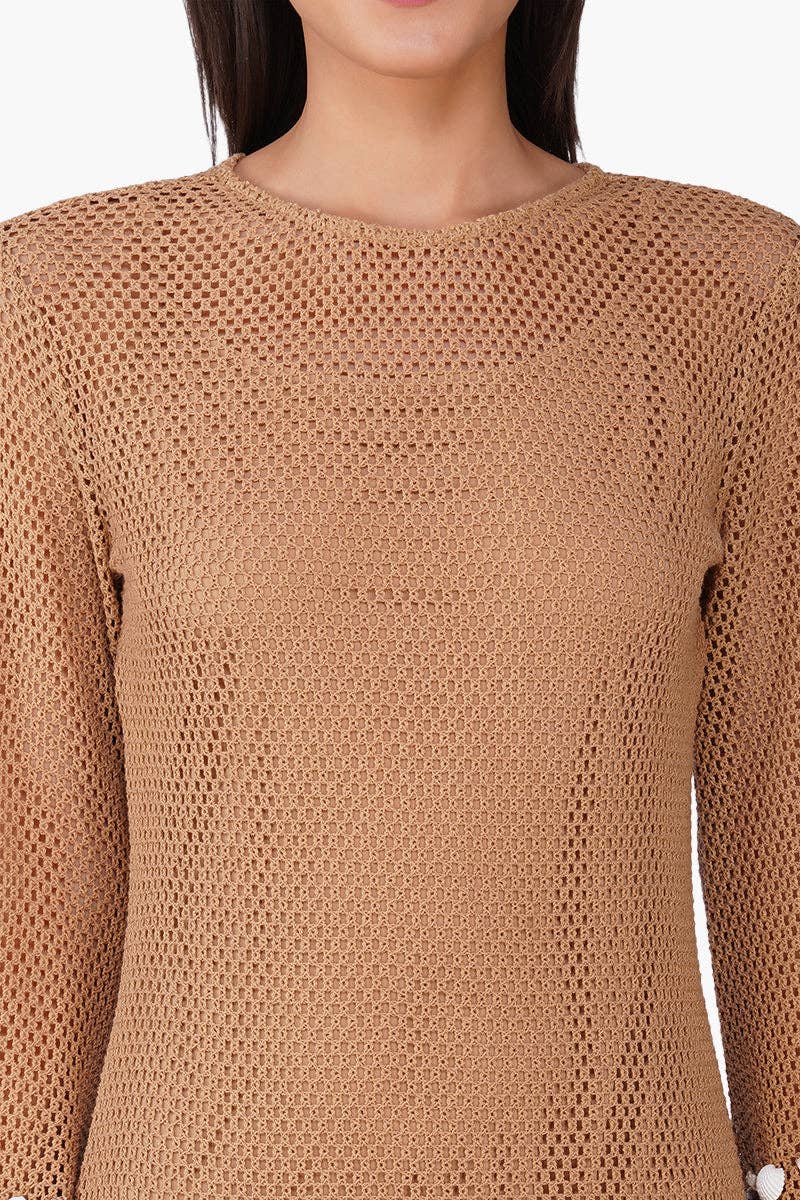 Shell Embellished Couture Crochet Dress