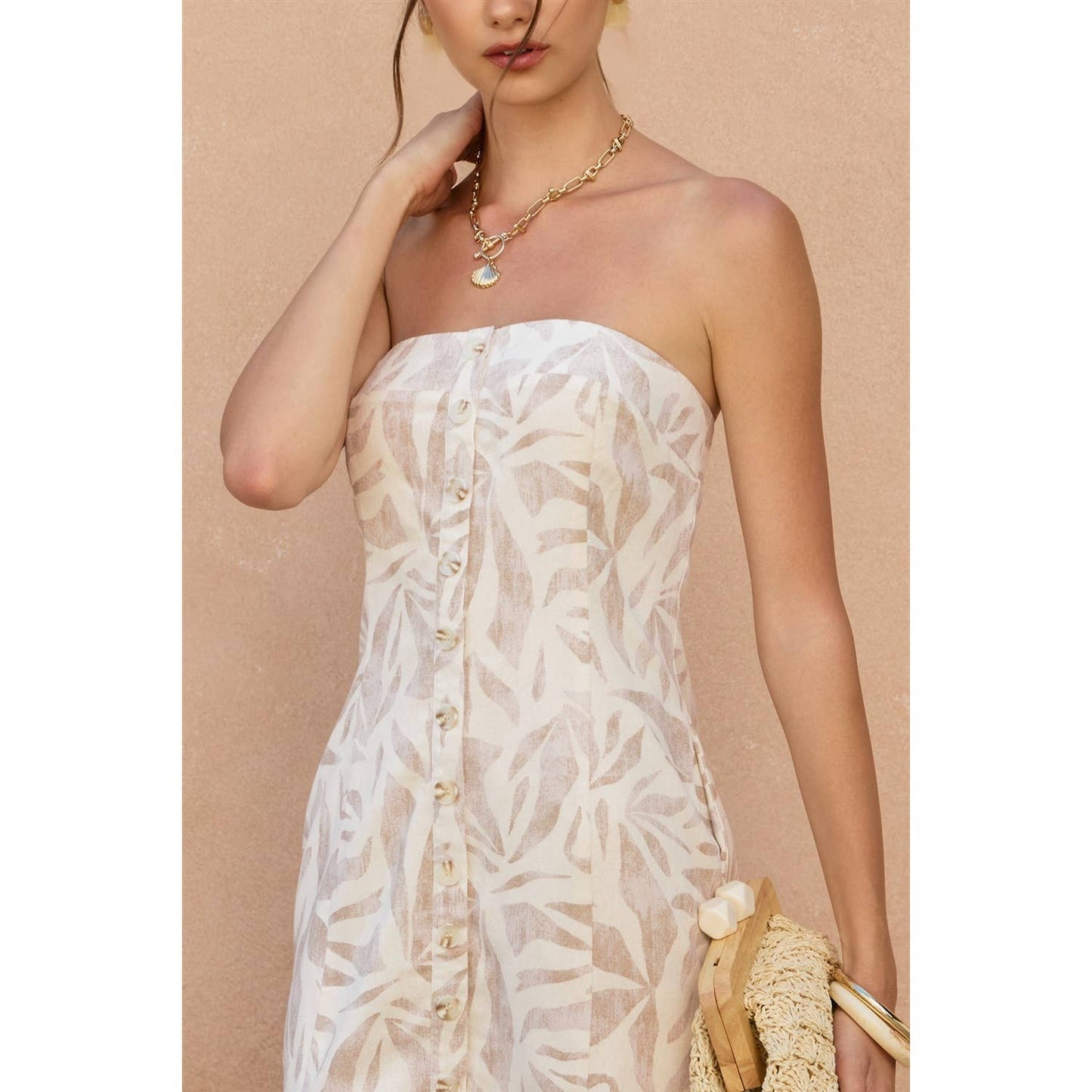 Sand Dune Strapless Mini Dress