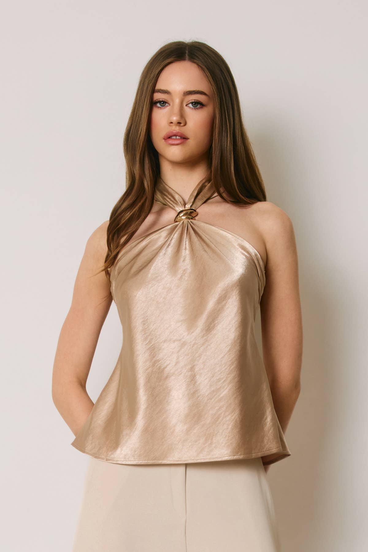 Satin Trim Halter Top