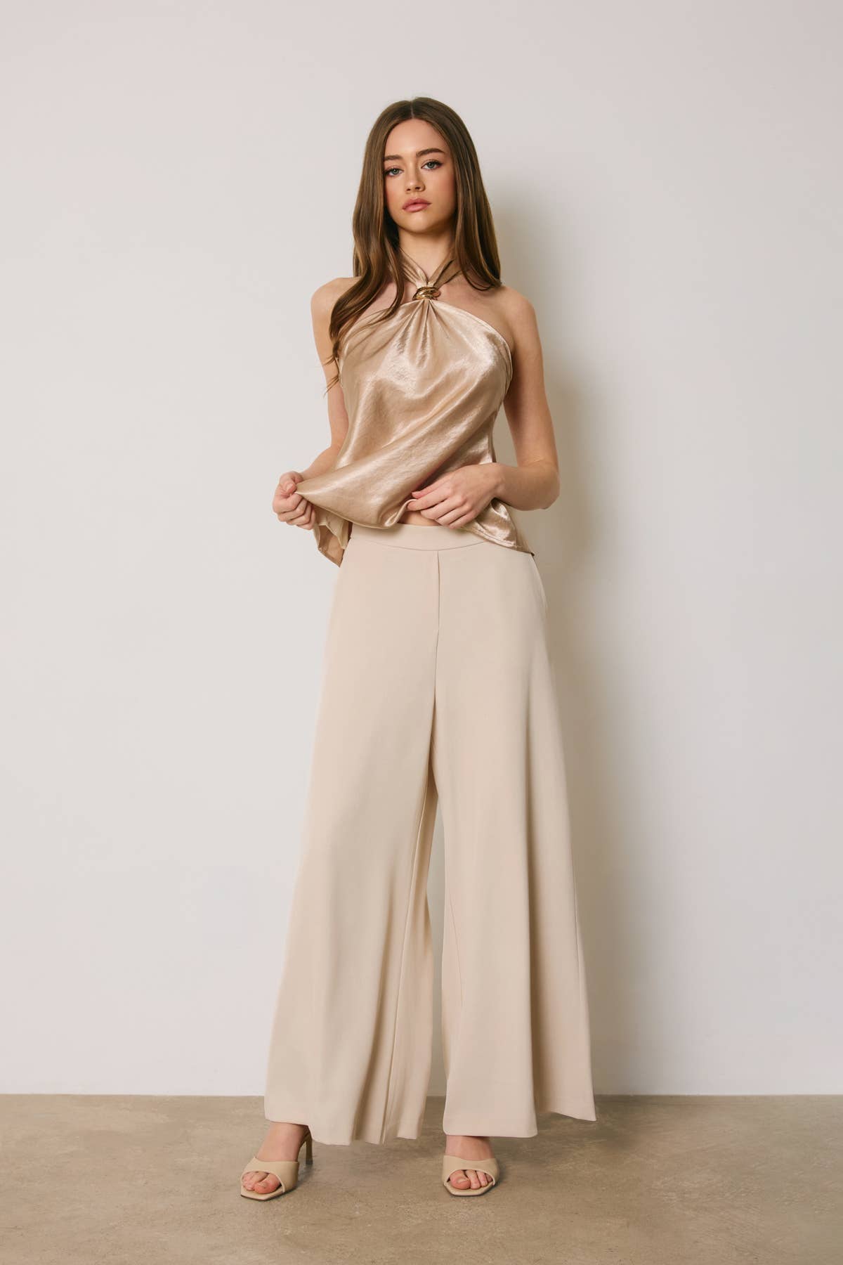 Satin Trim Halter Top