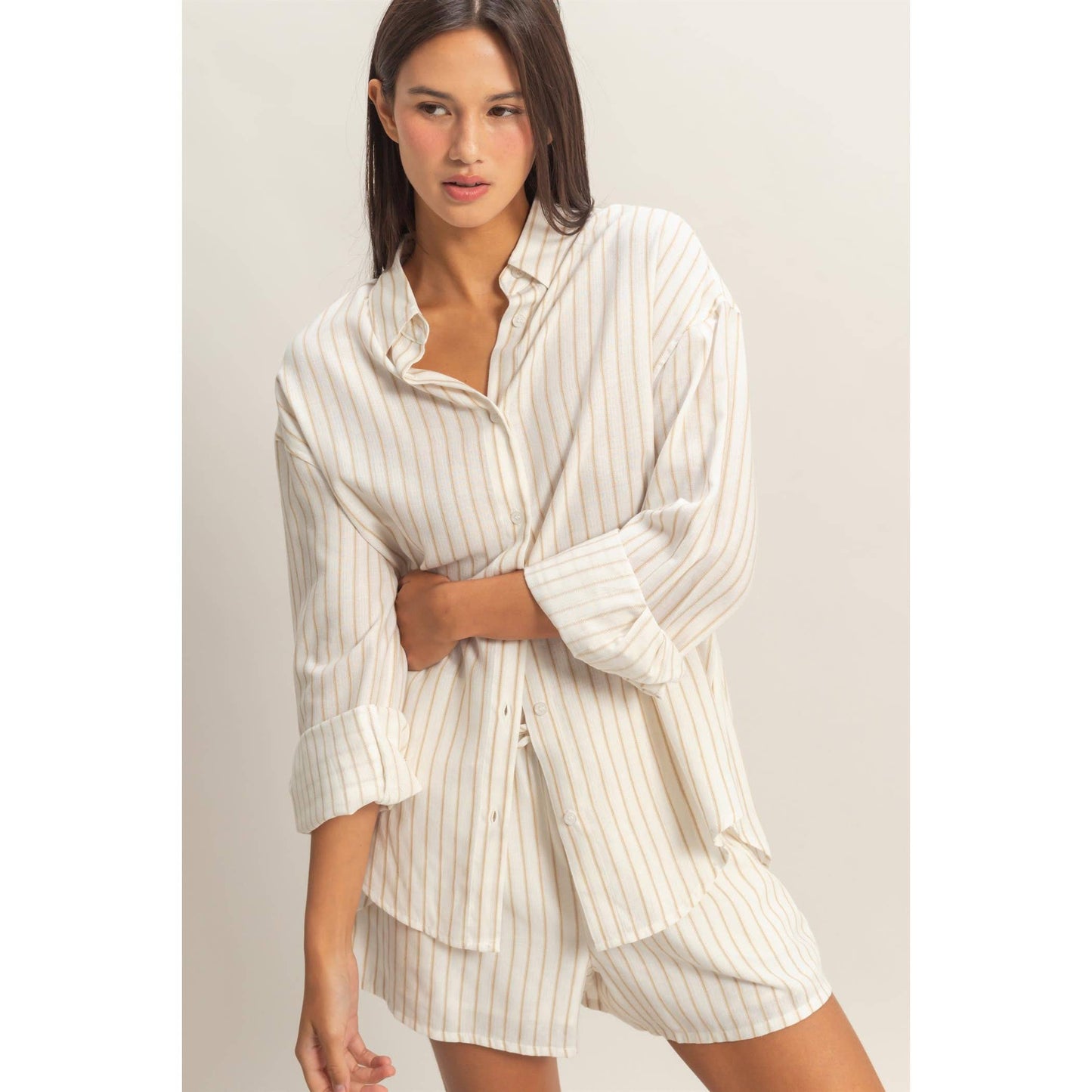 Striped Button-Up Shirt - Set