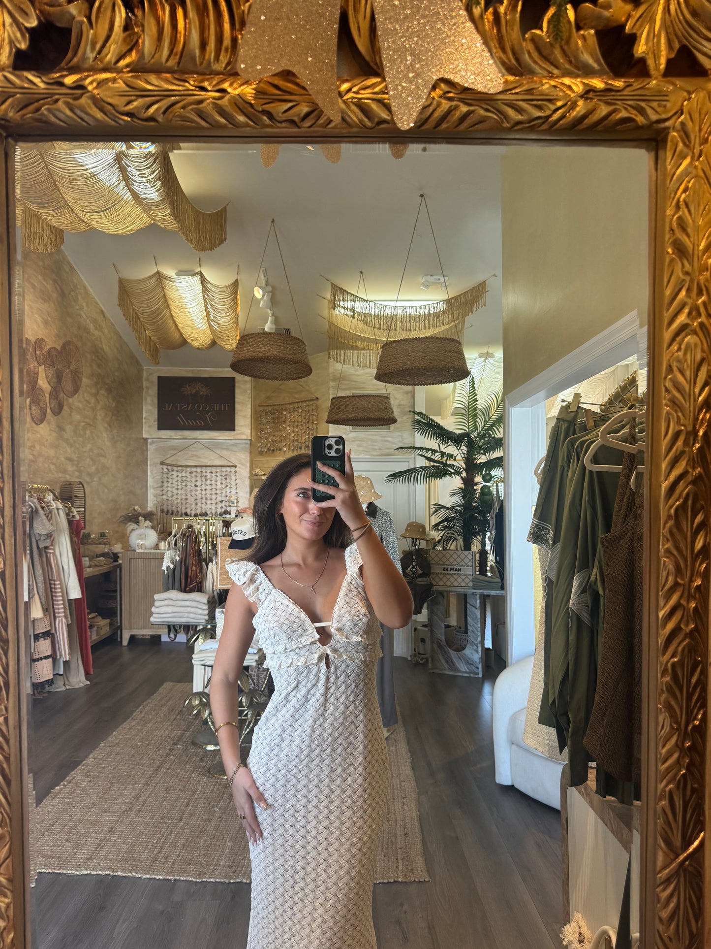 lace ruffle maxi dress