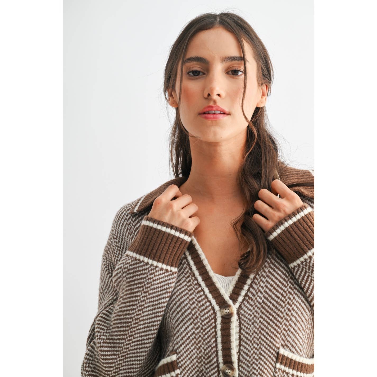 HERRINGBONE KNIT CARDIGAN