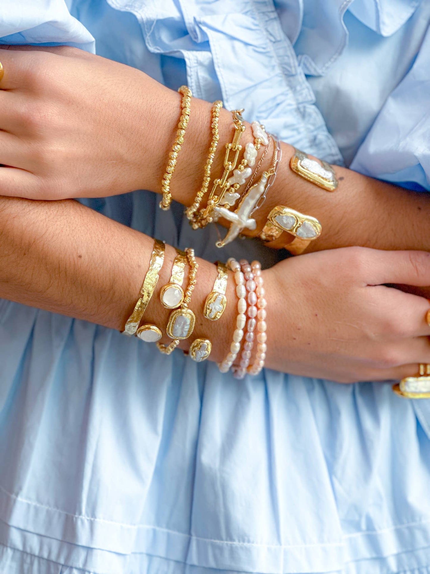 Double Plated Cuff with Pearl