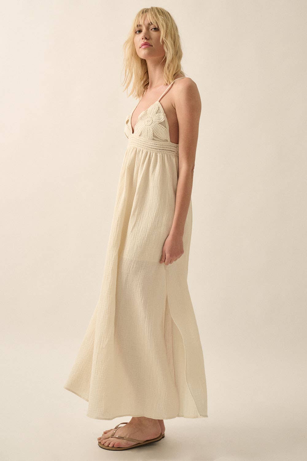 Crochet-Flower Maxi Dress