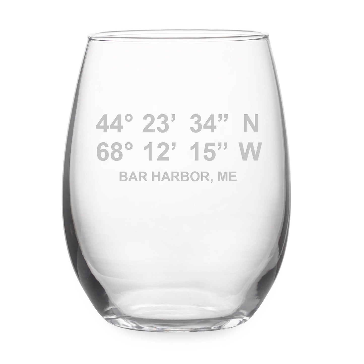 Naples Latitude Longitude Stemless Wine Glasses