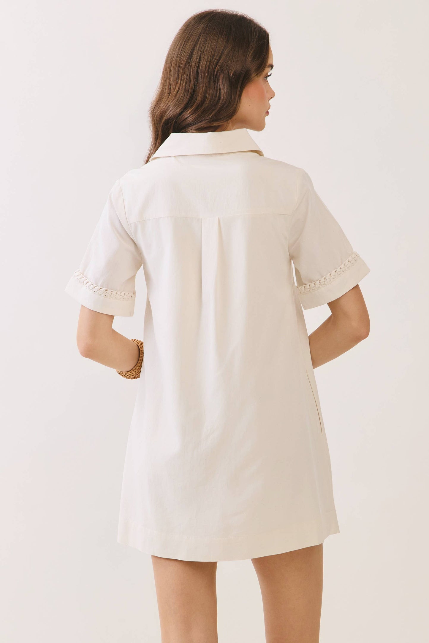 Braided Trim Collared Dress
