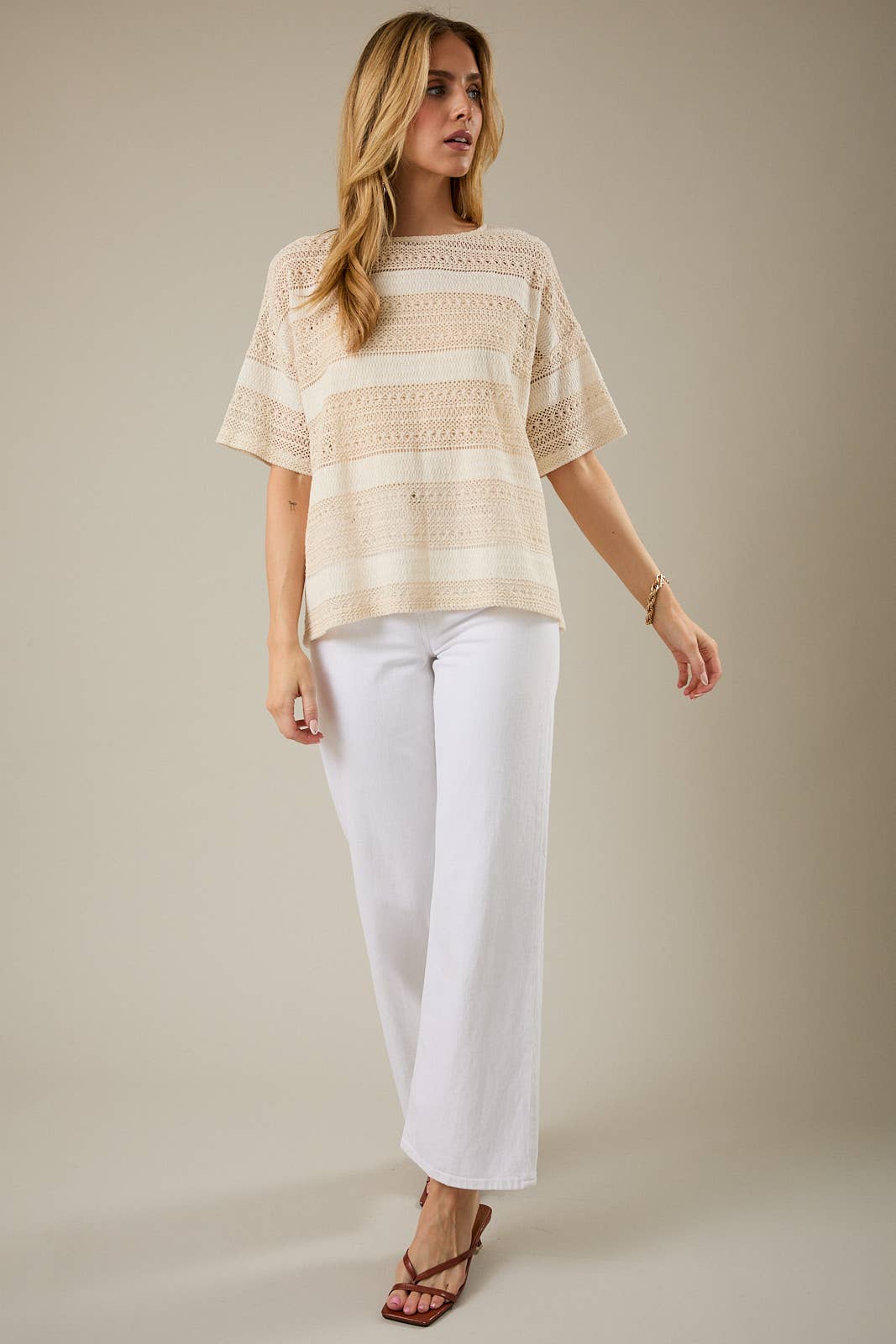 CROCHET KNIT CAMI INSERTED TOP