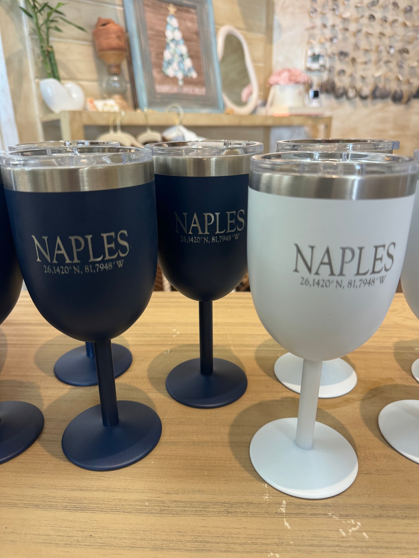 Naples Beach Stem Wine Tumbler