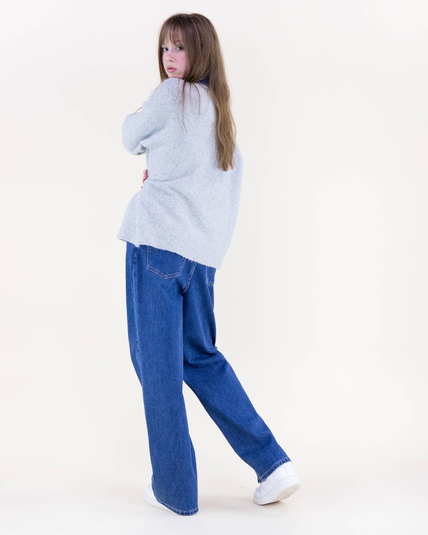 Denim Trim Comfy Boyfriend Sweater