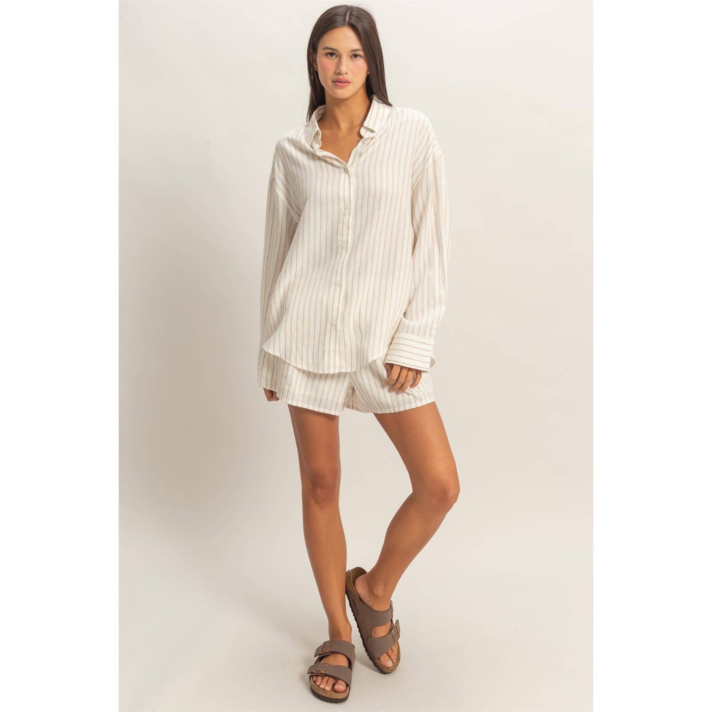 Striped Button-Up Shirt - Set