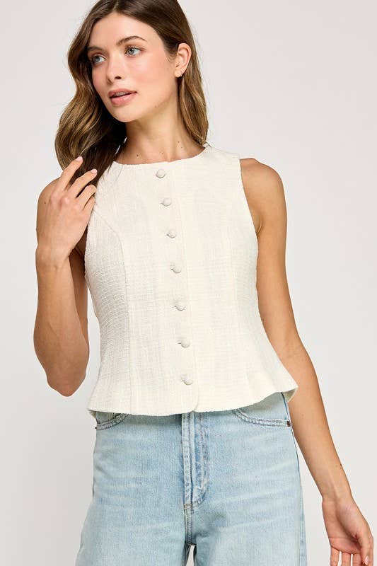 BUTTONED VEST WITH BACK TIE