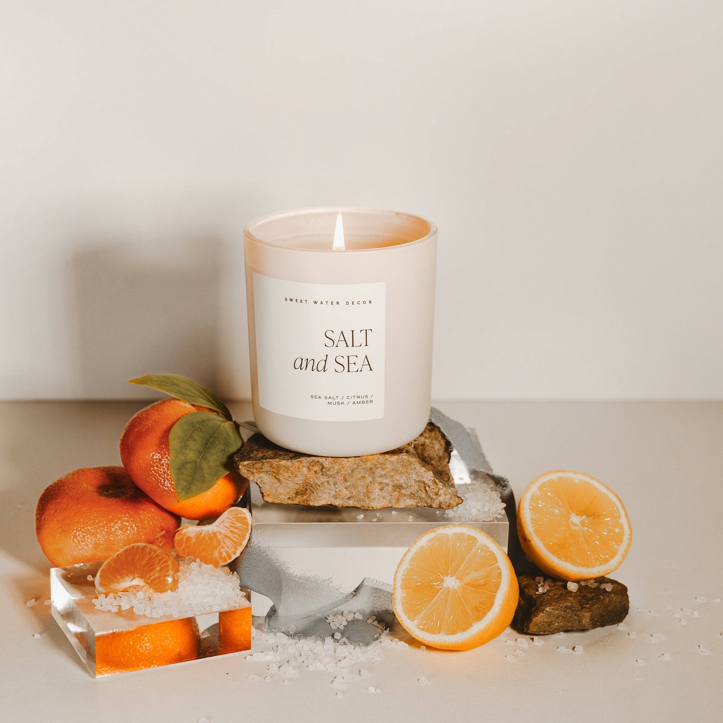 Salt and Sea 15 oz Soy Candle, Matte Jar -  Home Decor