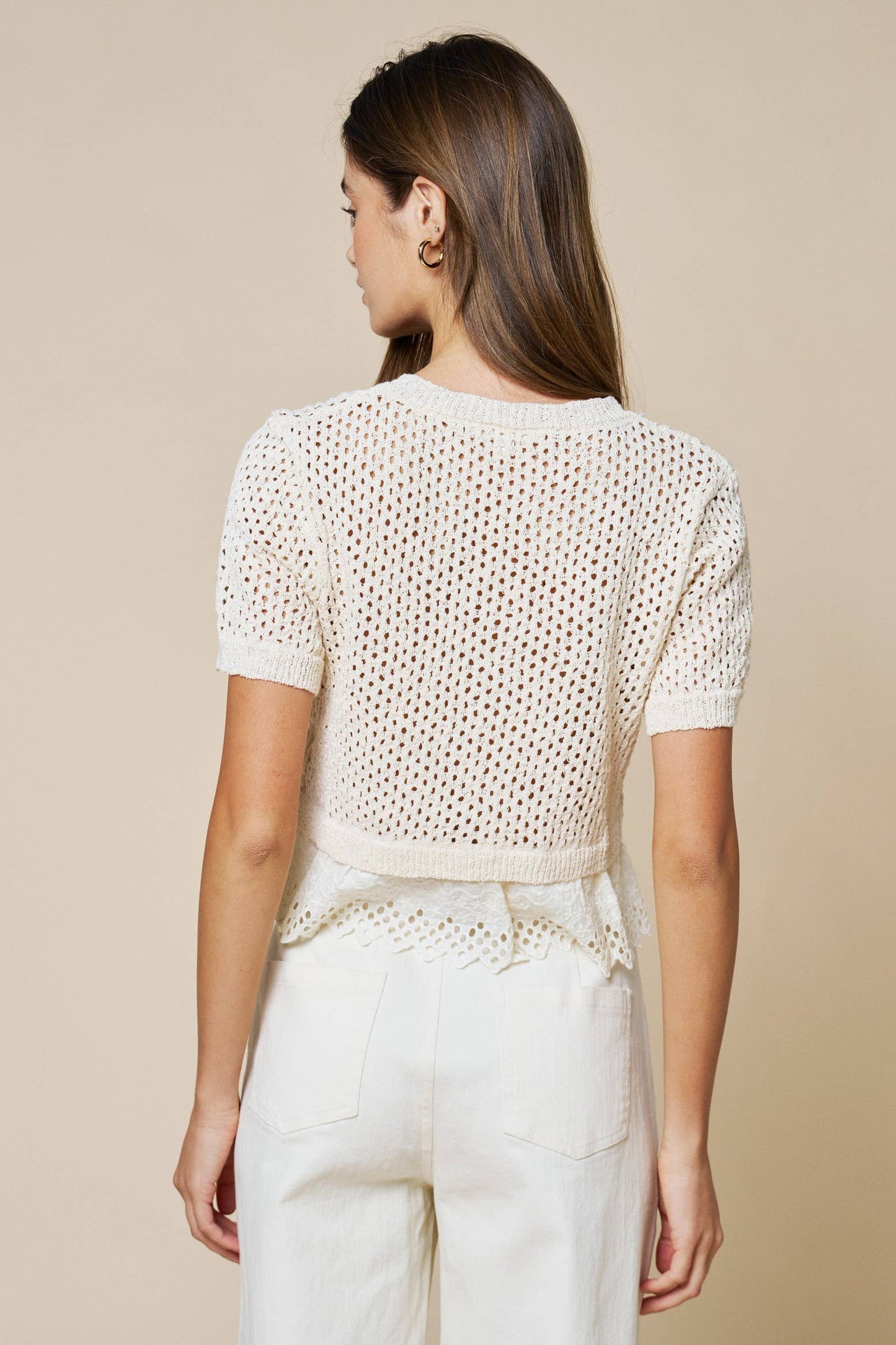 Scalloped Eyelet knit Top
