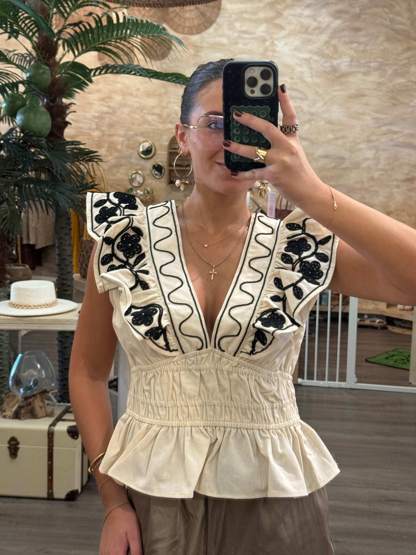 Ruffle Shoulder Top