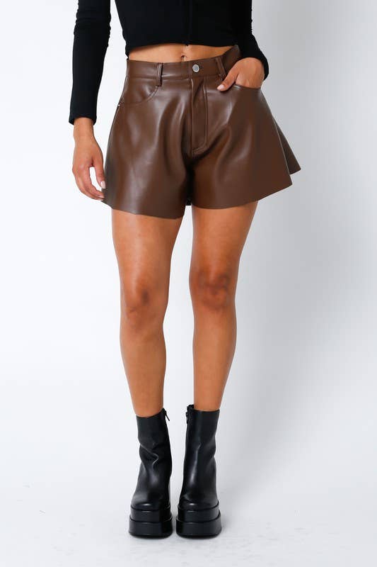 Chocolate Leather Shorts