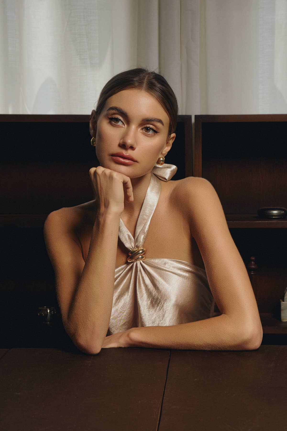 Satin Trim Halter Top