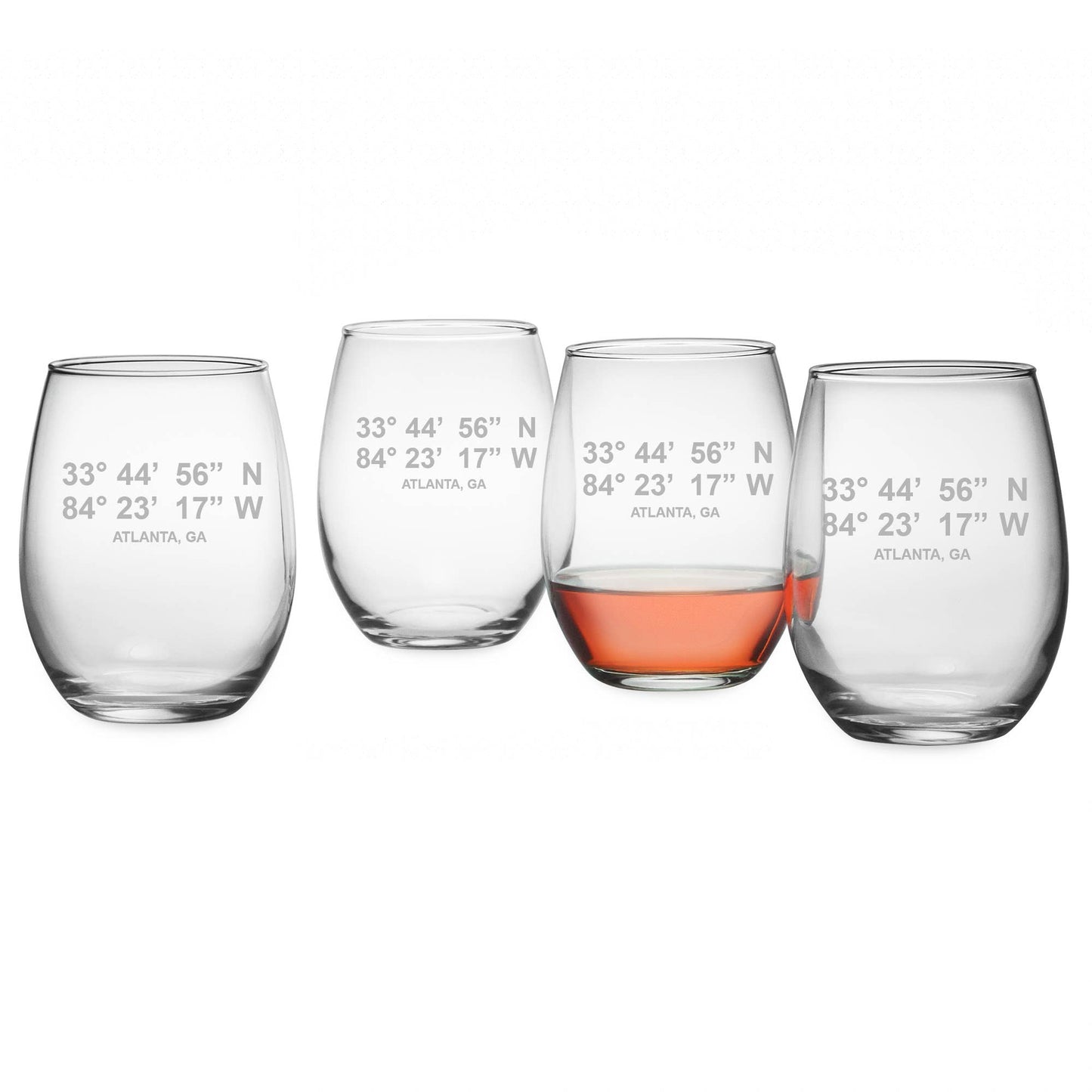 Naples Latitude Longitude Stemless Wine Glasses