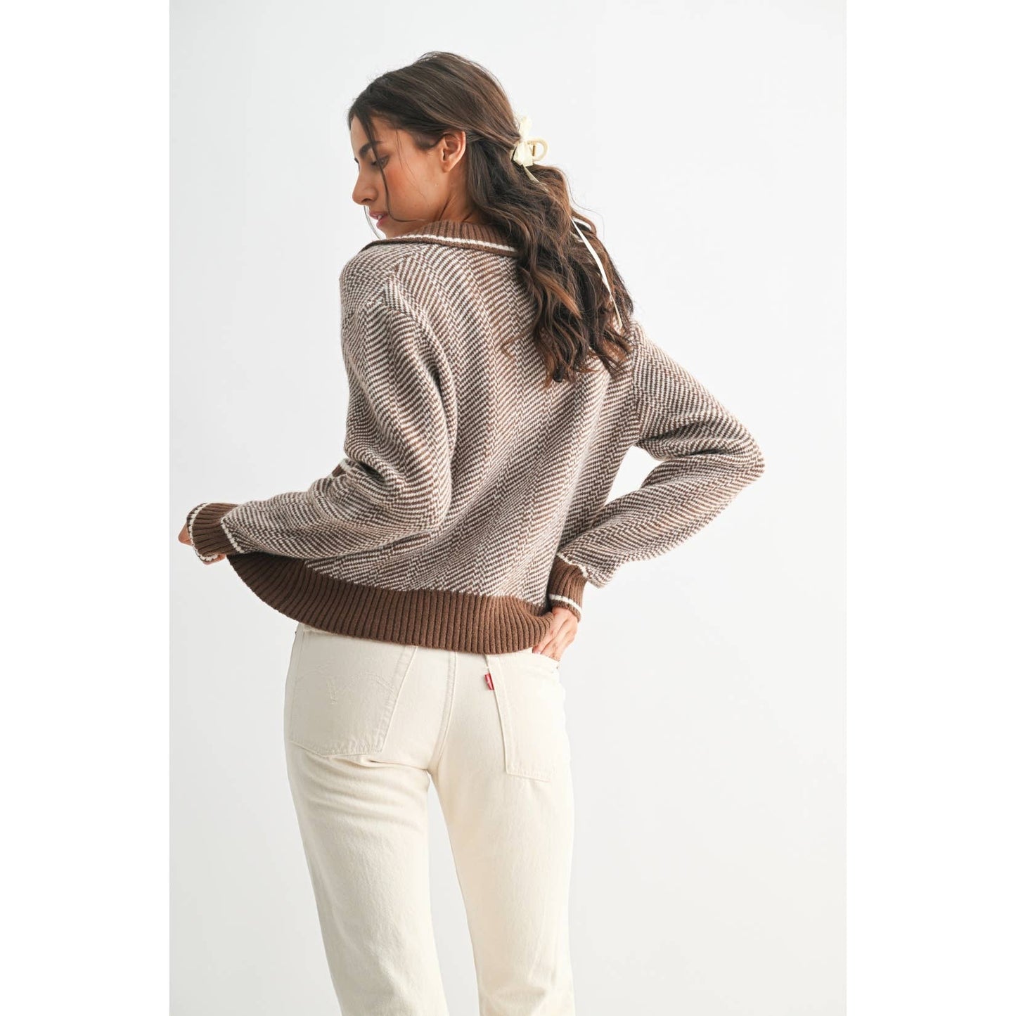 HERRINGBONE KNIT CARDIGAN