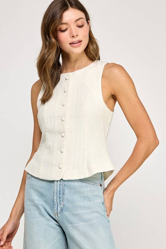 BUTTONED VEST WITH BACK TIE