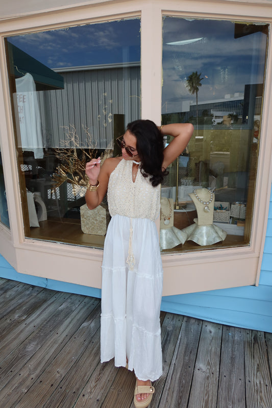 Flower Lace Cotton Maxi Dress