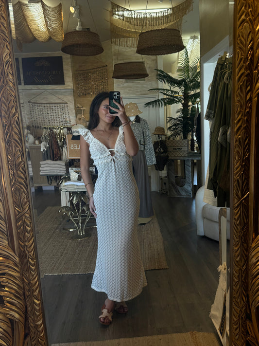 lace ruffle maxi dress