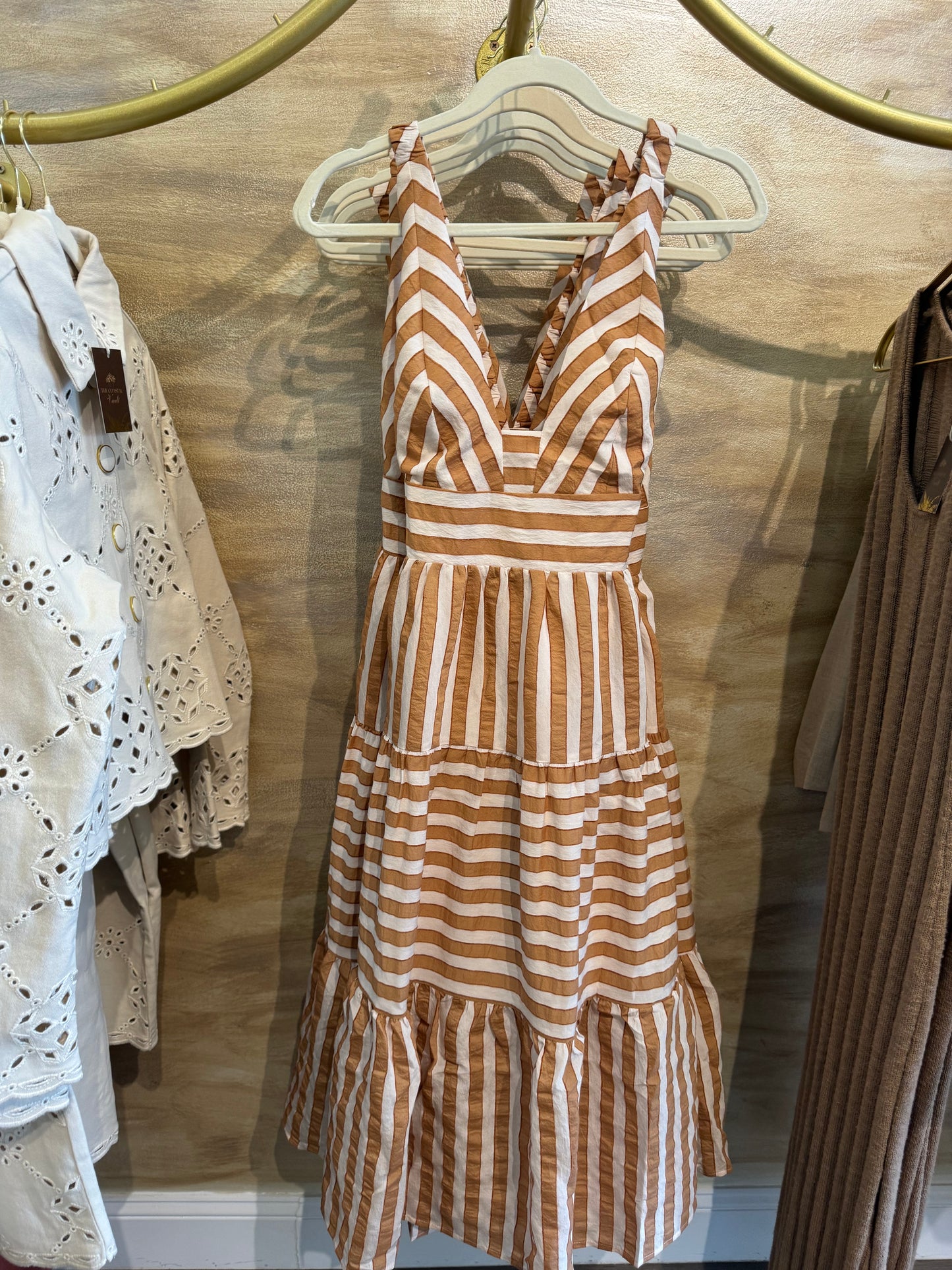 Sunset Stripe Halter Dress