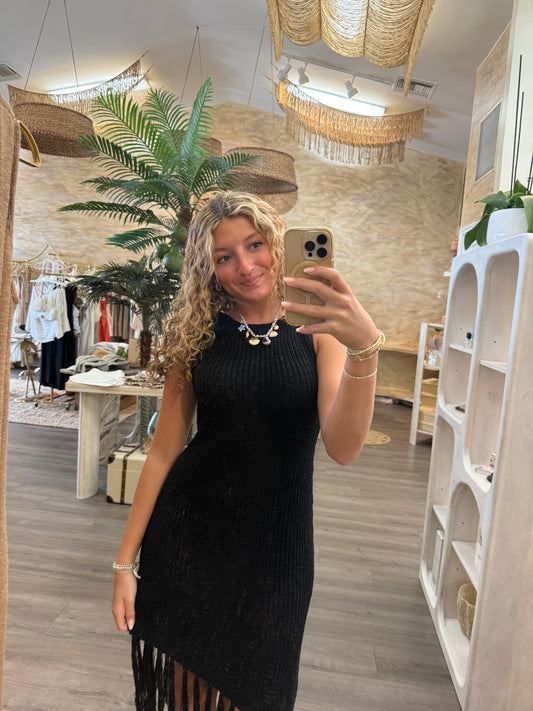 Black Hem Fringe Dress