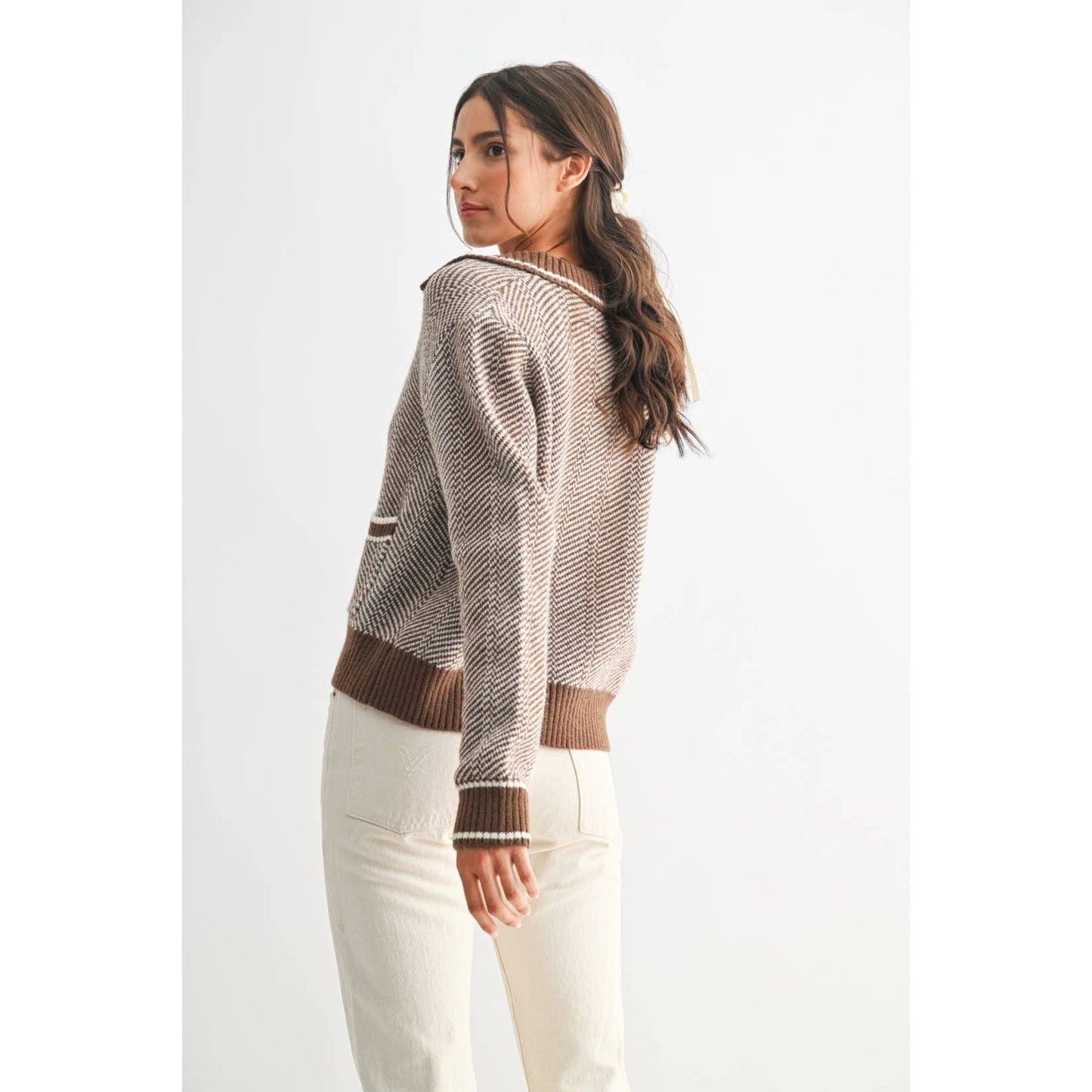 HERRINGBONE KNIT CARDIGAN