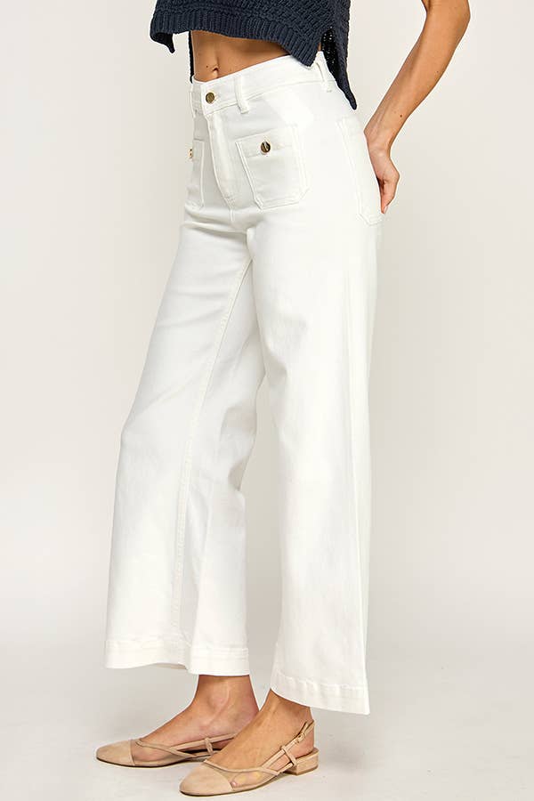 FLAP POCKET WIDE LEG JEANS
