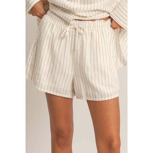 Striped Drawstring Shorts - Set