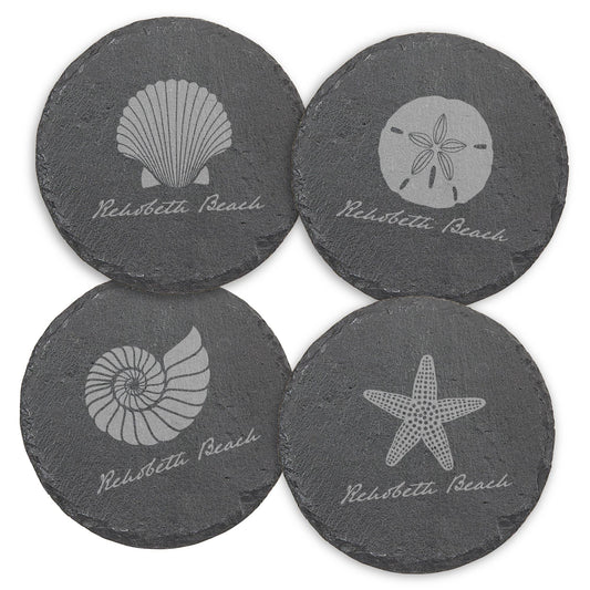 Seashore Round Slate Coasters